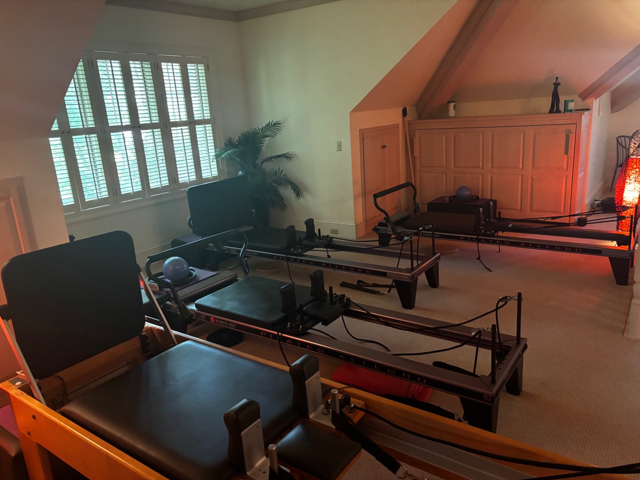 Pilates reformer studio with natural light